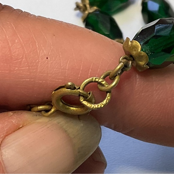 Art Deco Czech Glass Rose Reverse Carved Choker Necklace Signed Czechoslovakia - Picture 11 of 11